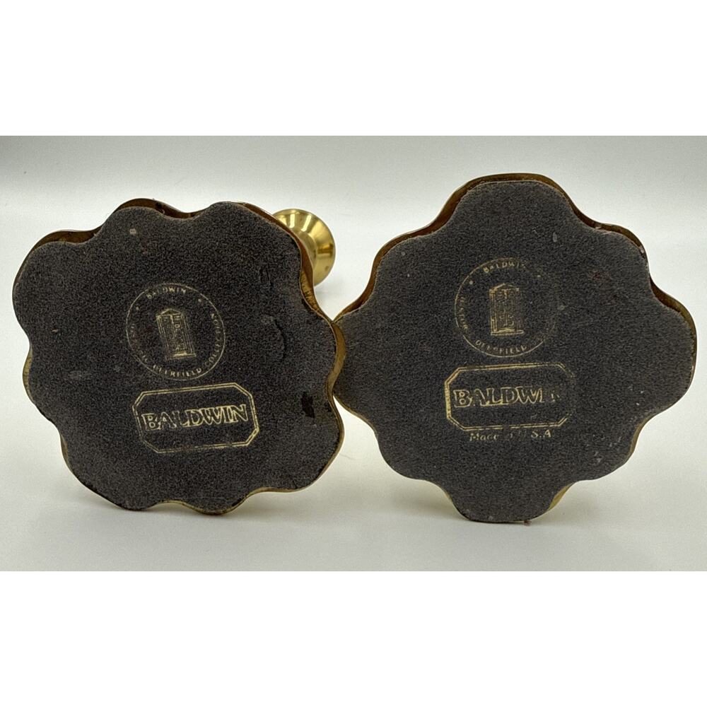 Vtg Baldwin Historic Deerfield Solid Brass Queen Anne Style Candlesticks Read - Picture 3 of 6